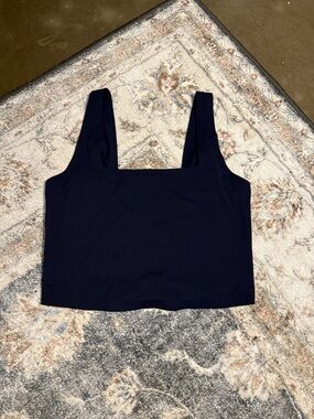 Smoothez Classic Square Neck Crop Tank Top - Navy